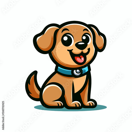 Vektorillustration eines Hundes Cartoon-Emblems im flachen Design. Logodesign, das perfekt für tierbezogene Projekte geeignet ist. EPS10-Stil, geeignet für Branding und Grafiken.

