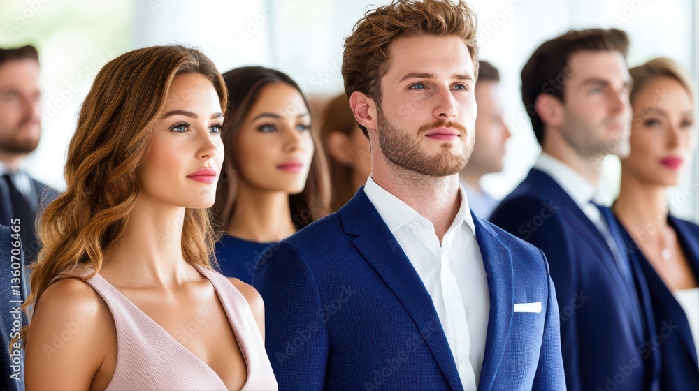 Elegant group of professionals in modern office setting Elegant group of professionals in modern office setting