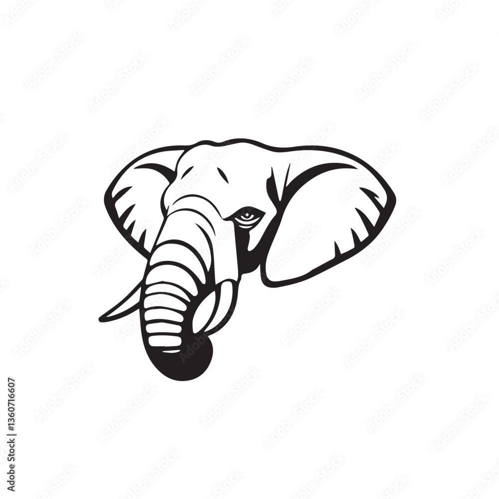 Fototapeta premium Elephant head silhouette. Elephant logo icon. Elephant head illustration. Elephant vector art.