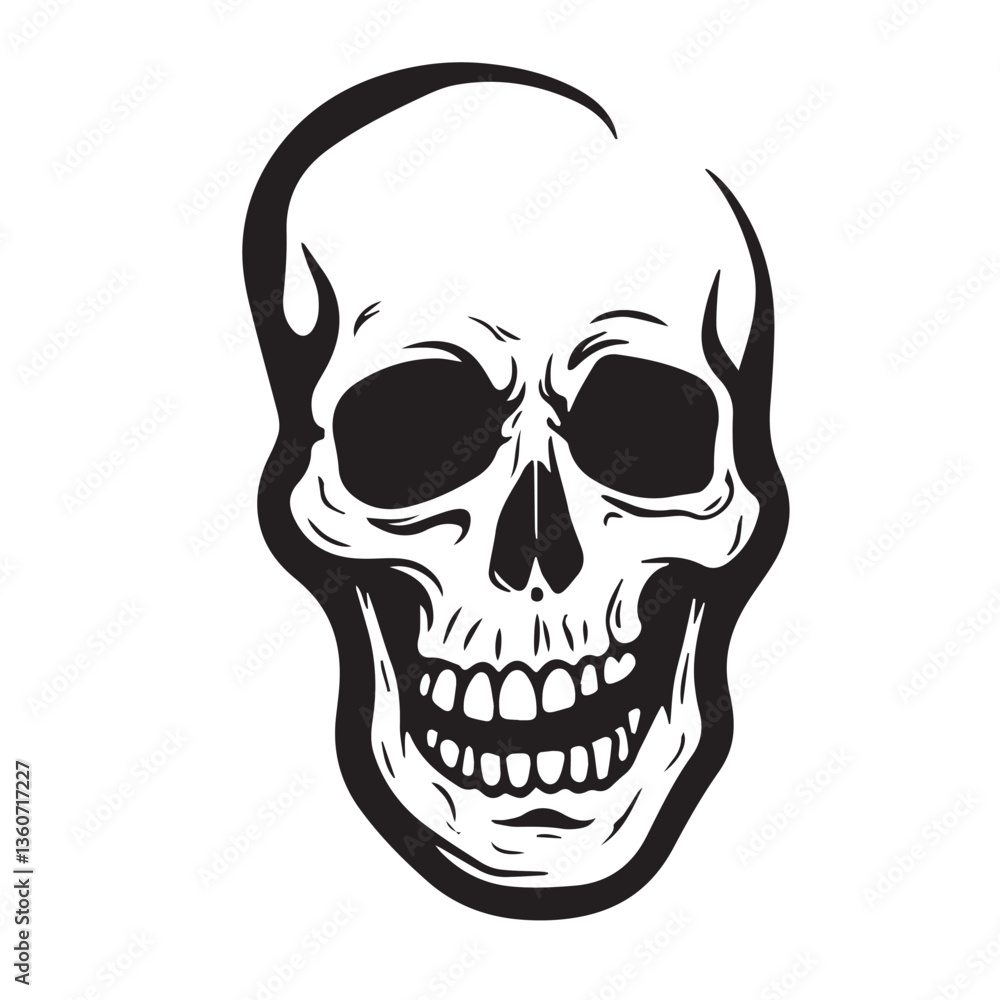 Fototapeta premium Black vector skull silhouette. Skull Silhouette Icon Vector Design on White Background. Skull vector logo silhouette. 