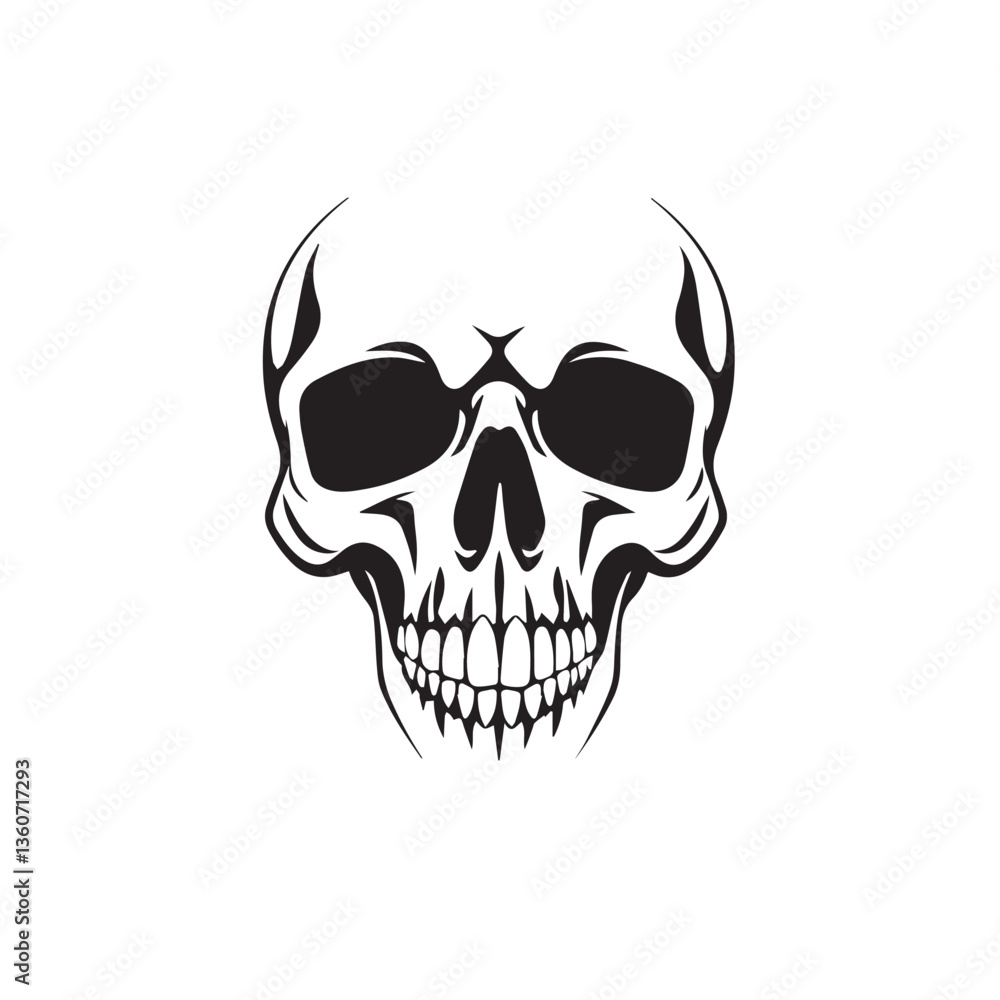 Obraz premium Black vector skull silhouette. Skull Silhouette Icon Vector Design on White Background. Skull vector logo silhouette. 