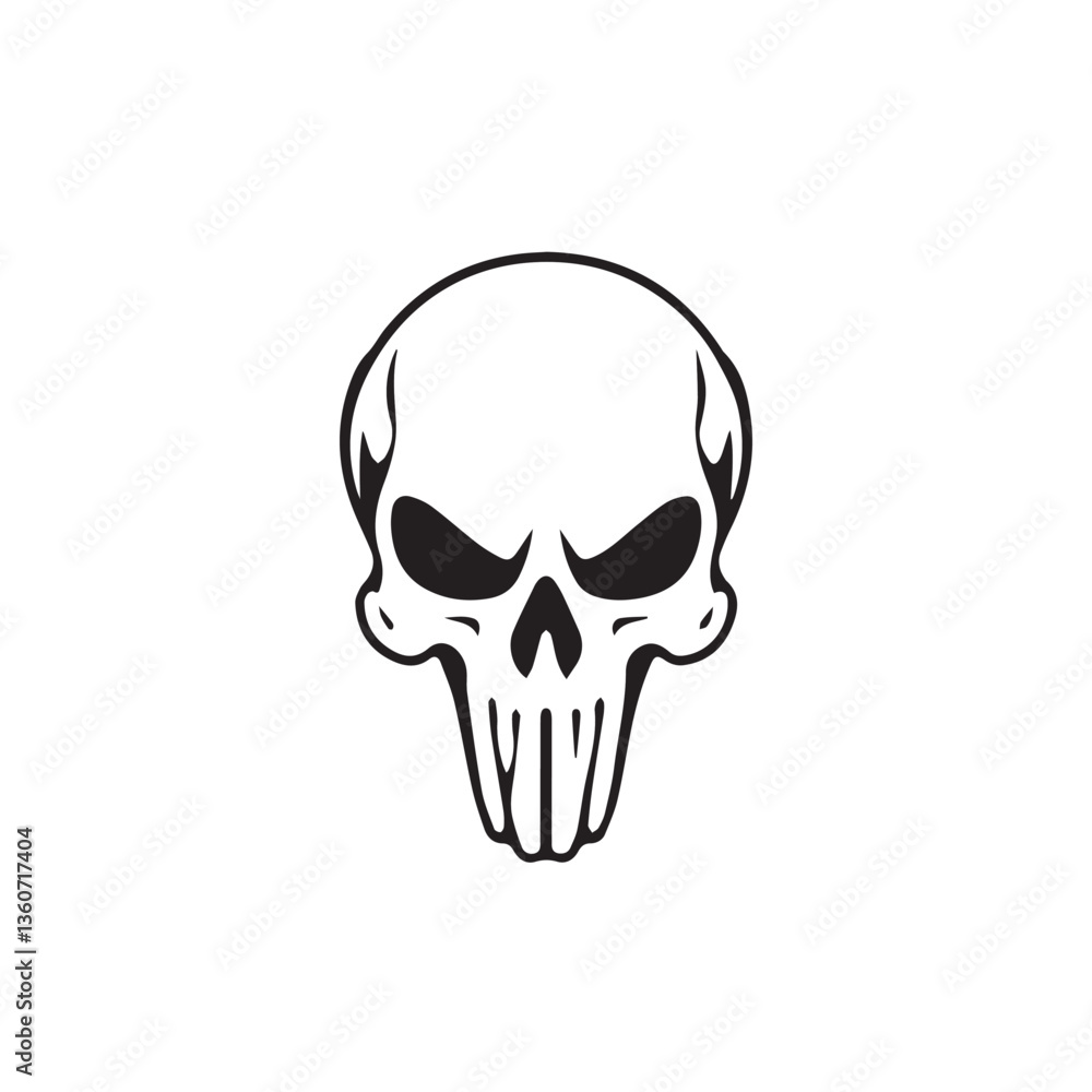 Obraz premium Black vector skull silhouette. Skull Silhouette Icon Vector Design on White Background. Skull vector logo silhouette. 