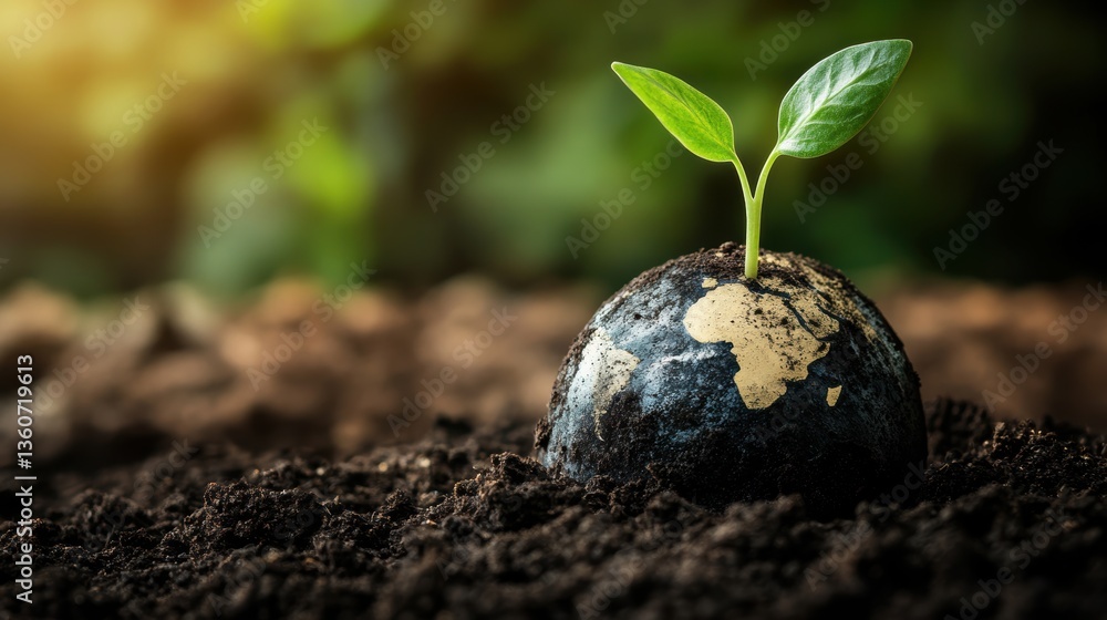 Planet earth with lush plants. Earth Day theme background wallpaper. Planet earth with lush plants. Earth Day theme background wallpaper.