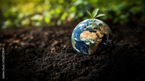 Obraz na płótnie Hands holding planet earth. Earth Day theme background wallpaper. w salonie
