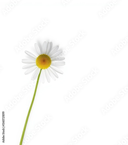 Wallpaper Mural Single chamomile stem, pristine white background, herb, white petals, delicate Torontodigital.ca