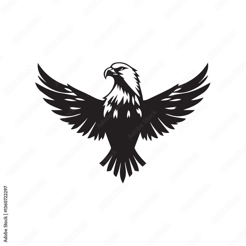 Obraz premium Black Eagle Silhouette. Eagle icon. Black Flying Eagle logo. Vector illustration.