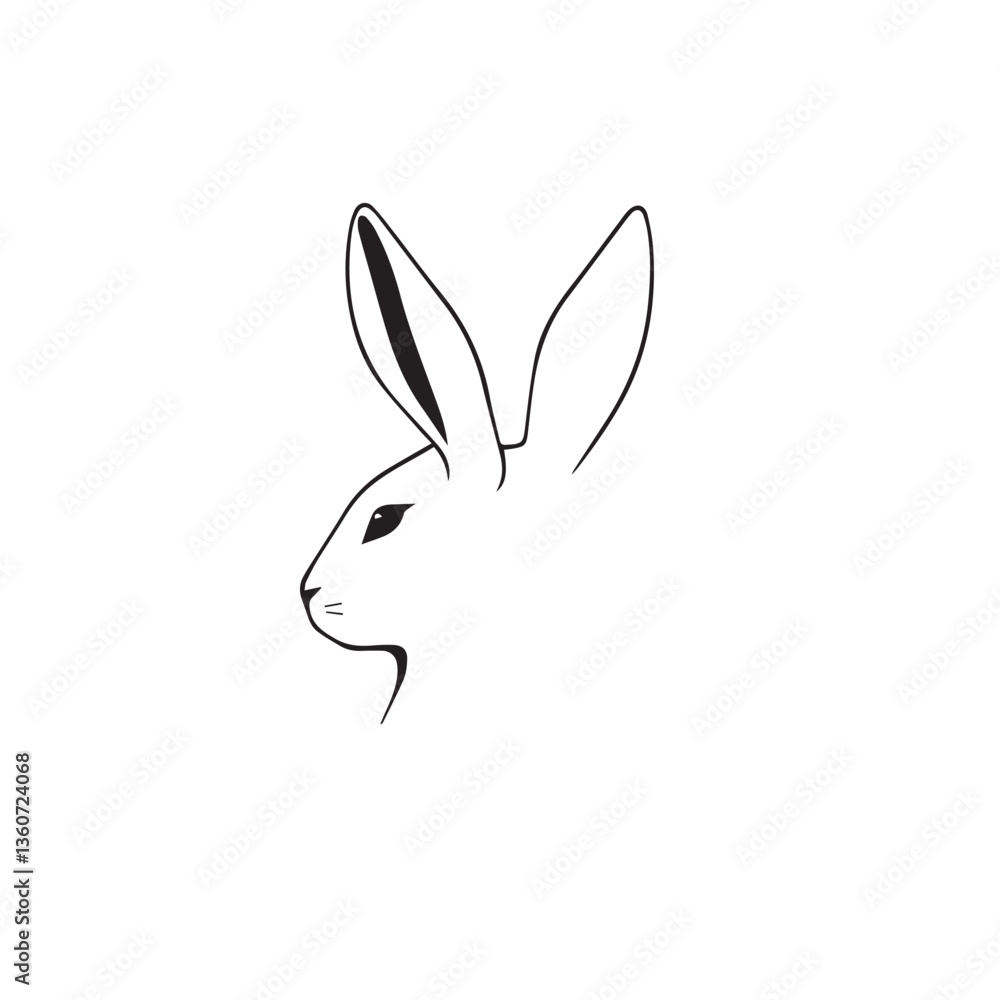 Rabbit head silhouette. Rabbit logo design. Rabbit vector illustration. Rabbit head silhouette. Rabbit logo design. Rabbit vector illustration.