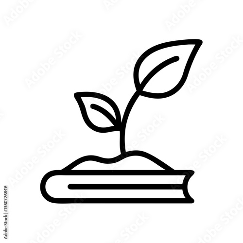 growing plant on a book outline isolated on transparent background 

