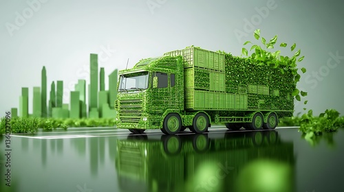 Eco friendly green truck transportation sustainability logistics delivery environment cargo vehicle future