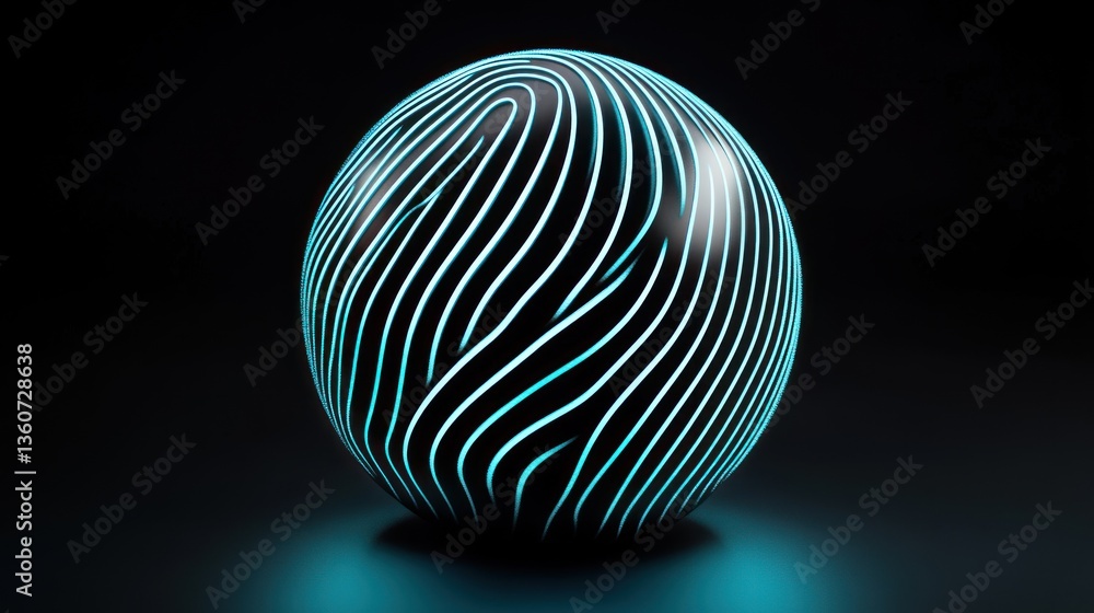 Fototapeta premium Glowing sphere, dark background, abstract art, digital design