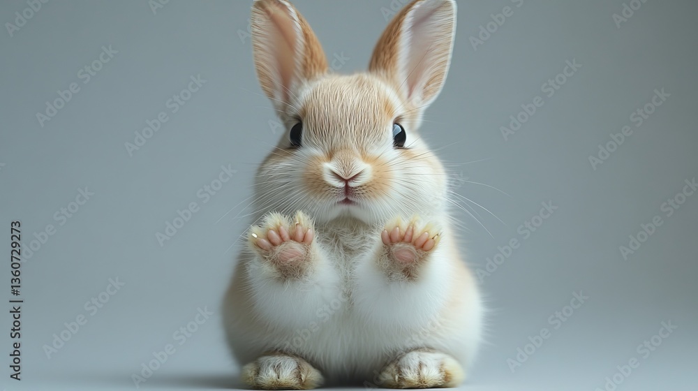 Obraz premium Adorable Baby Bunny Rabbit Fluffy Paws Cute Pet Animal Photography Studio Shot Sweet Innocent Easter Bunny Little Rabbit Adorable Bunny Rabbit Image 
