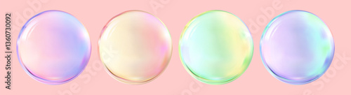 Realistic glossy glass ball.Abstract 3D light bubble with glare.Geometric abstract shape.