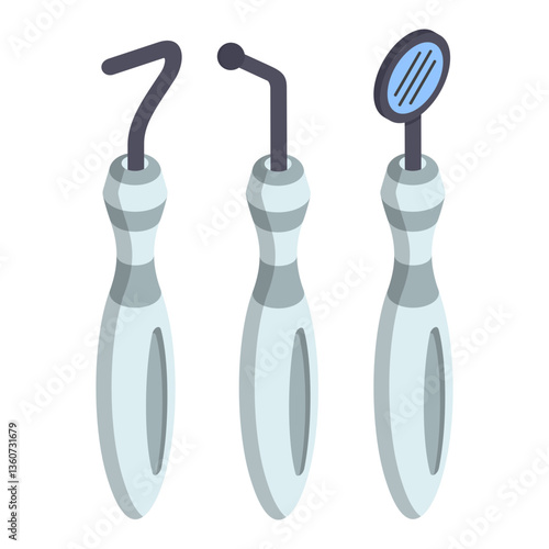 Dentist Tools isometric concept, Tooth Surgery Equipment vector icon design, Dentures symbol,Oral Healthcare sign, Dental instrument illustration