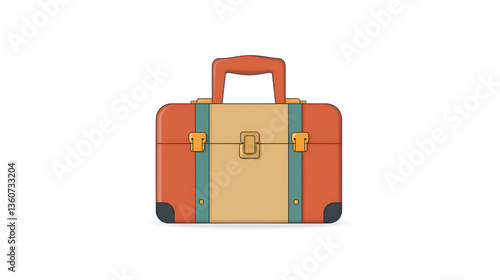 Stylish Orange and Beige Suitcase: Modern Travel Luggage Design, Portable Accessory for Organized Weekend Trips and Vacations, Versatile Lightweight Travel Gear for Adventures and Expeditions