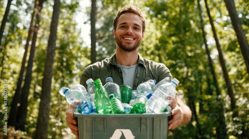 Recycling symbol on recycling bin for bottle plastic glass recycling. Environment conservation concept.