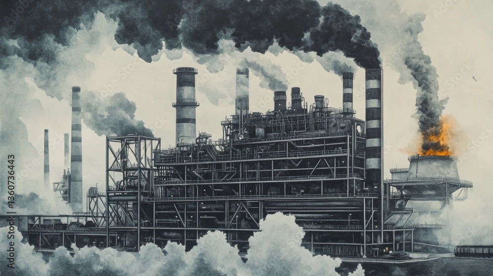Air pollution impact on environment.