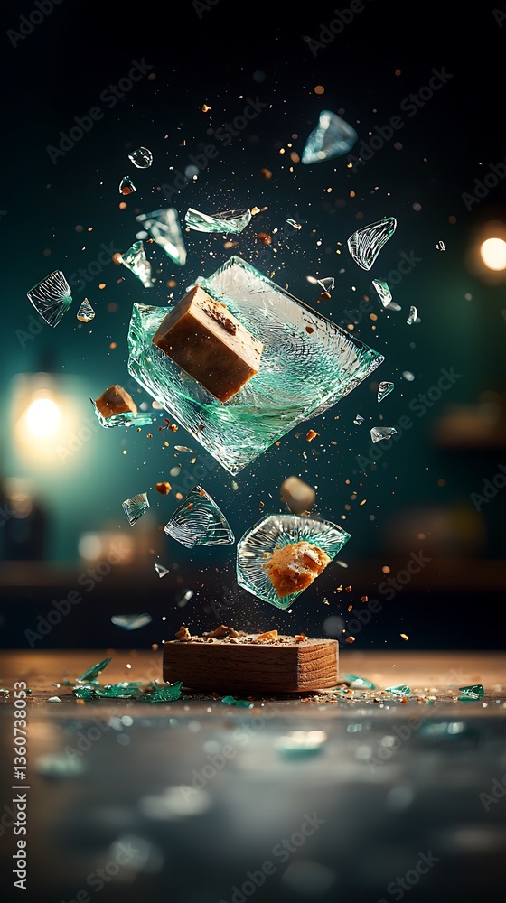 Frozen treat explodes in shattered pieces Frozen treat explodes in shattered pieces