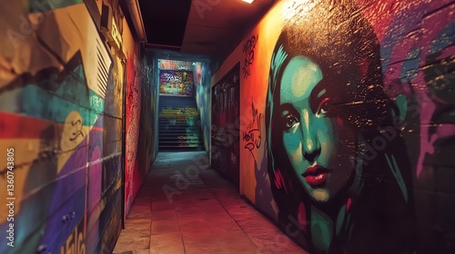 Vibrant Street Art Scene in Berlin with Colorful Murals, Urban Graffiti, and a Dynamic City Atmosphere