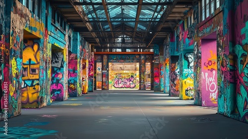 Vibrant Street Art Scene in Berlin with Colorful Murals, Urban Graffiti, and a Dynamic City Atmosphere