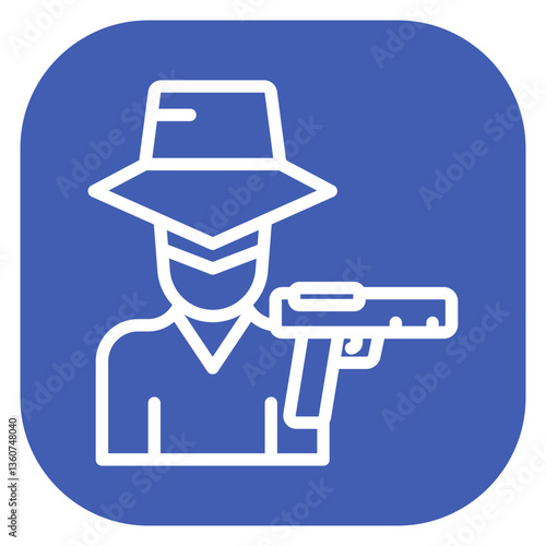 Line Art Criminal Offender Rounded Square Icon