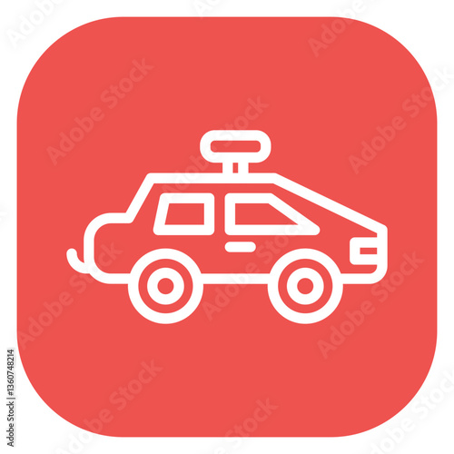 Line Art Police Patrol Car Rounded Square Icon