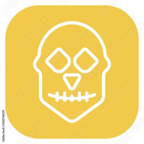 Line Art Human Skull Anatomy Rounded Square Icon
