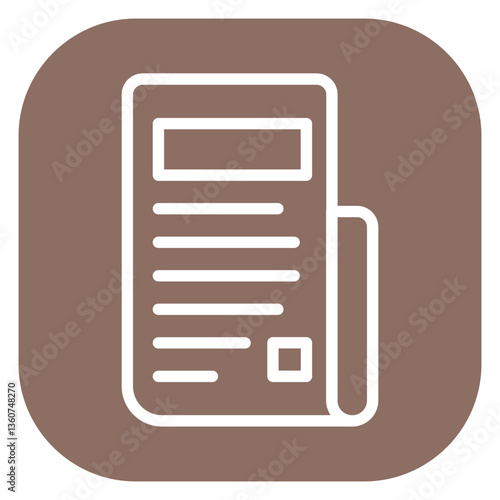 Line Art Printed Newspaper Rounded Square Icon