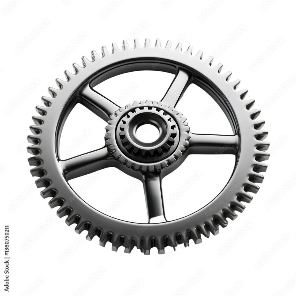 Obraz premium Sleek Metallic Gear Precision Engineering Machine Part Industrial Design