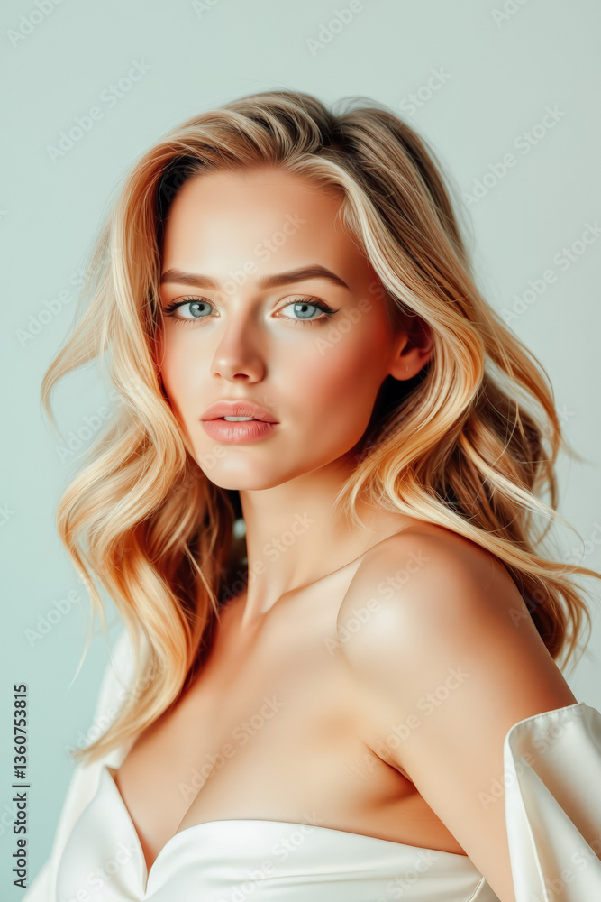 Stunning Blonde Beauty with Blue Eyes and Wavy Hair Stunning Blonde Beauty with Blue Eyes and Wavy Hair