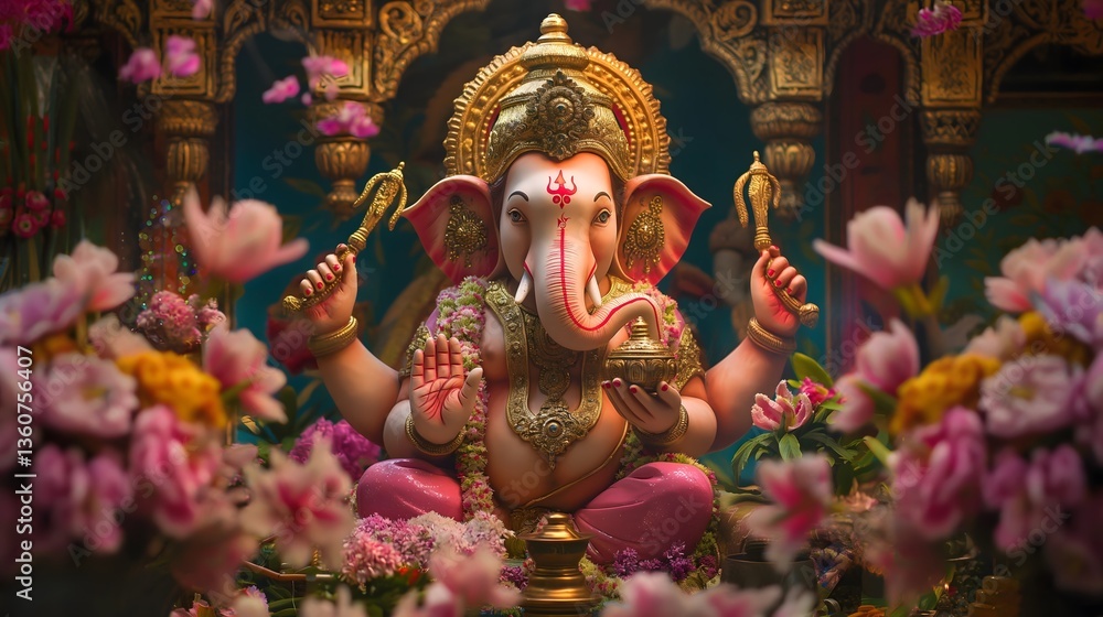 Fototapeta premium Ganesh Statue in Hindu Temple
