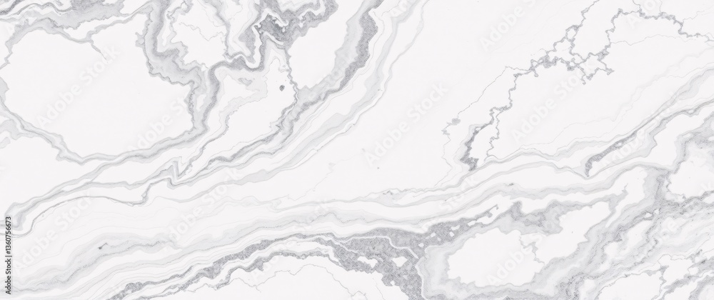 Obraz premium Dramatic Close-Up of Swirling Calacatta Marble Texture with Grey Veins and White Background
