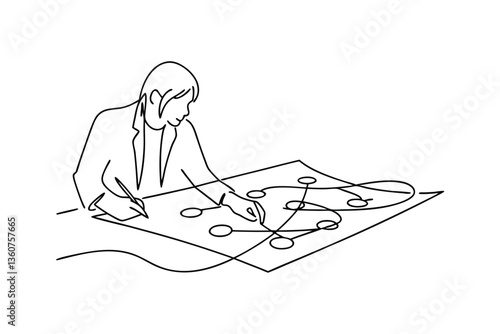 Businessman Strategist Planning Network Diagram Online Art