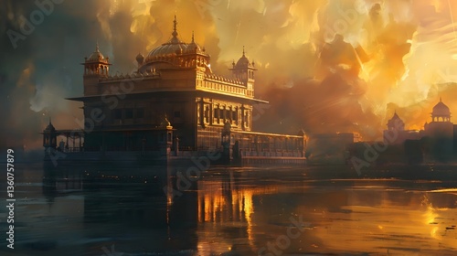 Golden Temple at Sunrise, Artistic Impression