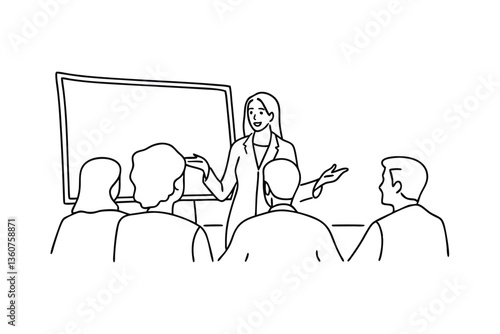 Businesswoman Leading Presentation to Attentive Team Meeting
