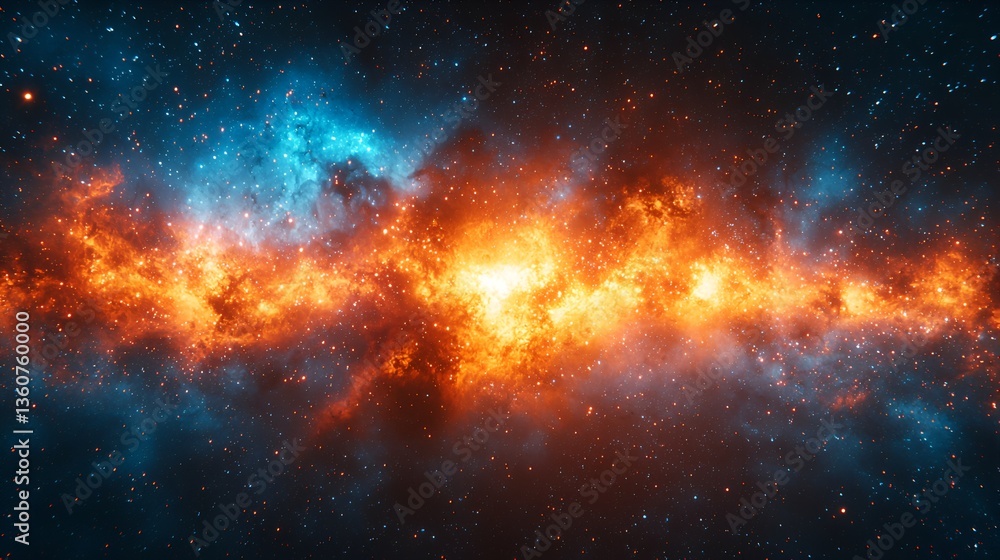 Fototapeta premium Cosmic Nebulae, Fiery Colors, Starry Night Sky