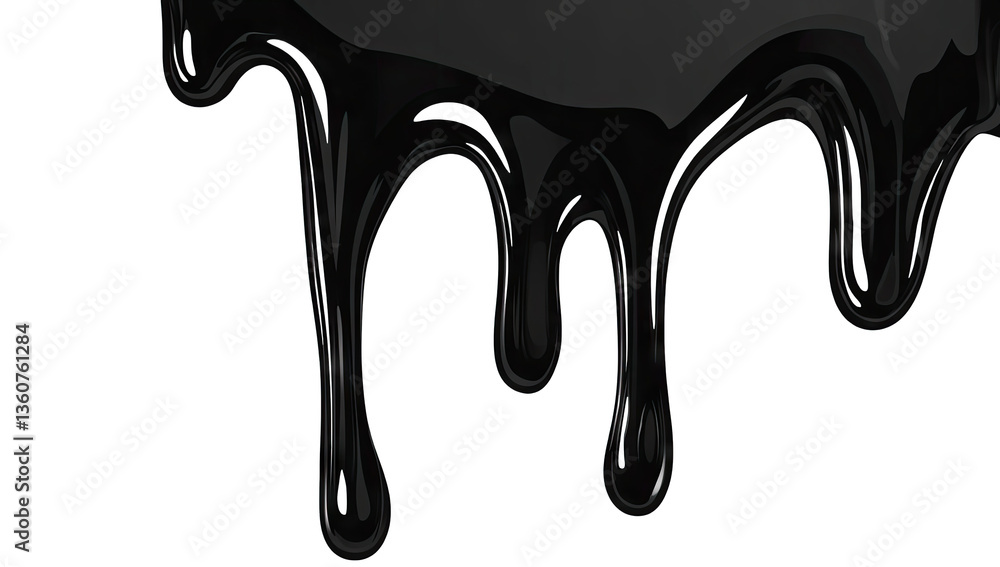 glossy black substance dripping down against a white background glossy black substance dripping down against a white background