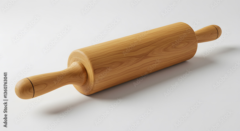 Artisan Light Oak Rolling Pin on White Background Artisan Light Oak Rolling Pin on White Background