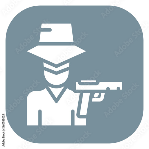 Filled Glyph Criminal Offender Rounded Square Icon