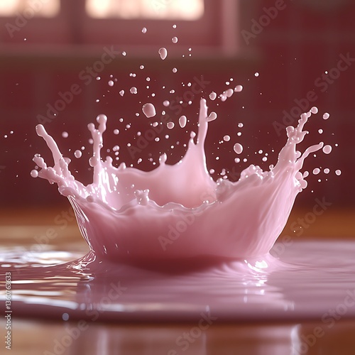 A splash of pink liquid forming a crown shape