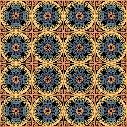 Pattern with crochet granny square wallpaper handmade decorative art design print