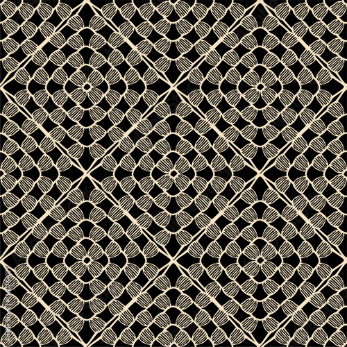 Pattern with crochet granny square wallpaper handmade decorative art design print