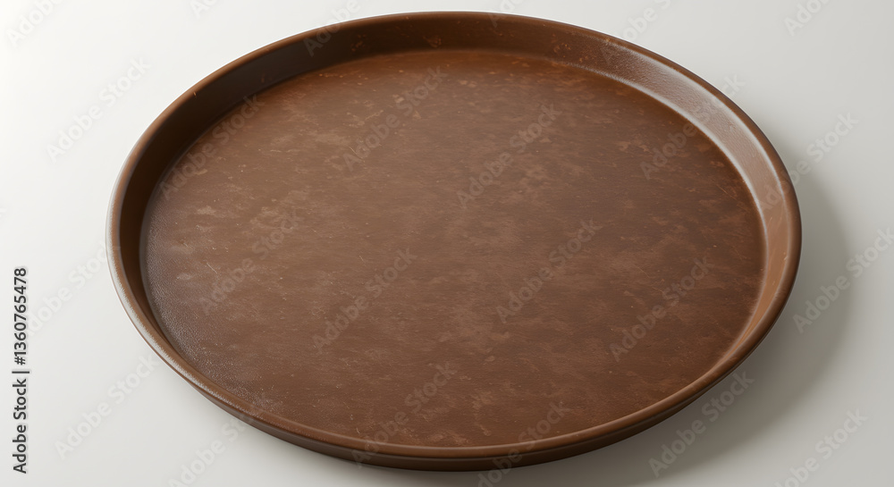 Round Brown Melamine Tray with Subtle Textured Surface Round Brown Melamine Tray with Subtle Textured Surface