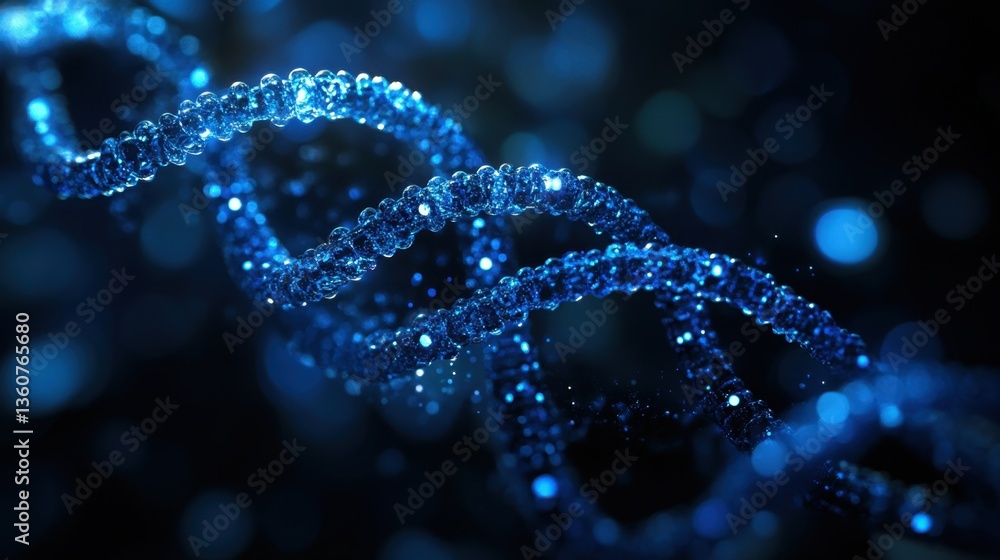 A glowing DNA helix made of water droplets, symbolizing the connection between genetics and nature. A glowing DNA helix made of water droplets, symbolizing the connection between genetics and nature.