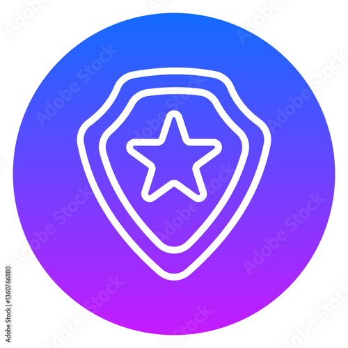 Line Art Police Badge Rounded Gradient Circle Icon