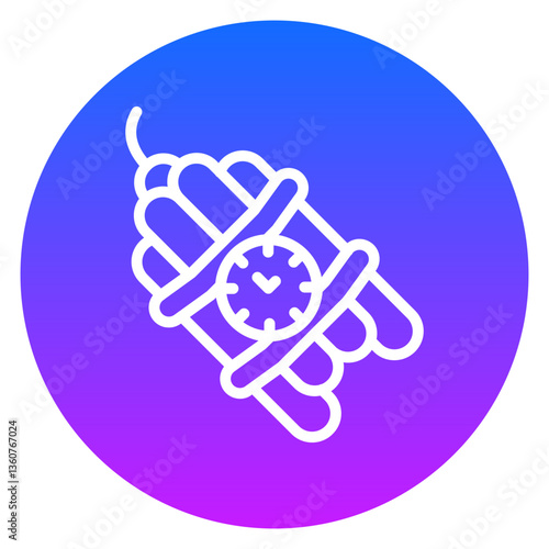 Line Art Dynamite Explosive Rounded Gradient Circle Icon