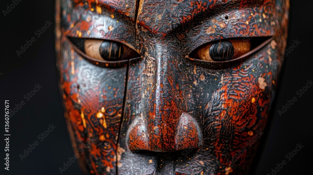 Intricate Tribal Mask with Detailed Patterns and Expressive Eyes Ideal for Cultural Artwork an Intricate Tribal Mask with Detailed Patterns and Expressive Eyes Ideal for Cultural Artwork an