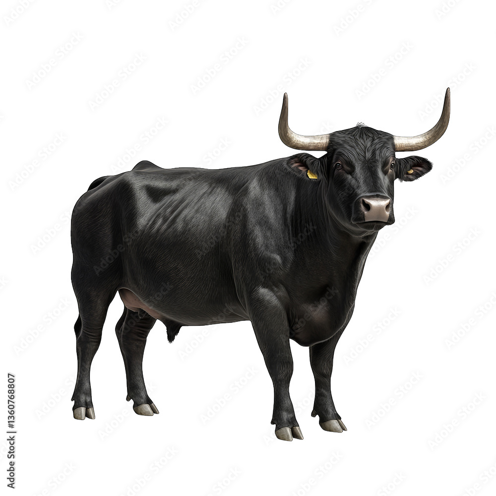 a realistic 3d rendering of a black bull with prominent horns sh a realistic 3d rendering of a black bull with prominent horns sh