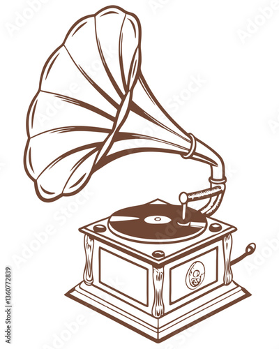 old gramophone isolated on white