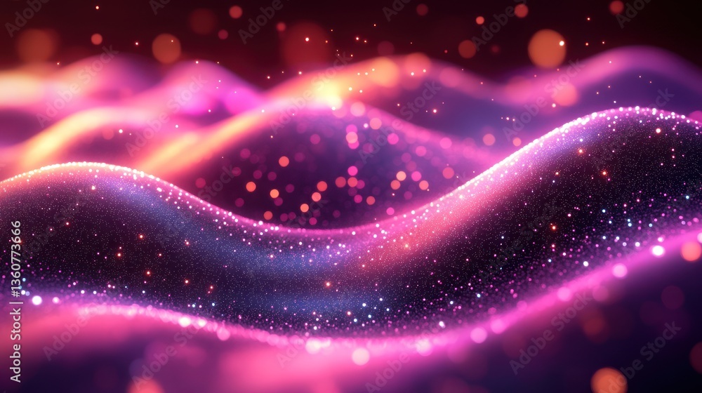Abstract glowing pink and purple wave particles. Abstract glowing pink and purple wave particles.