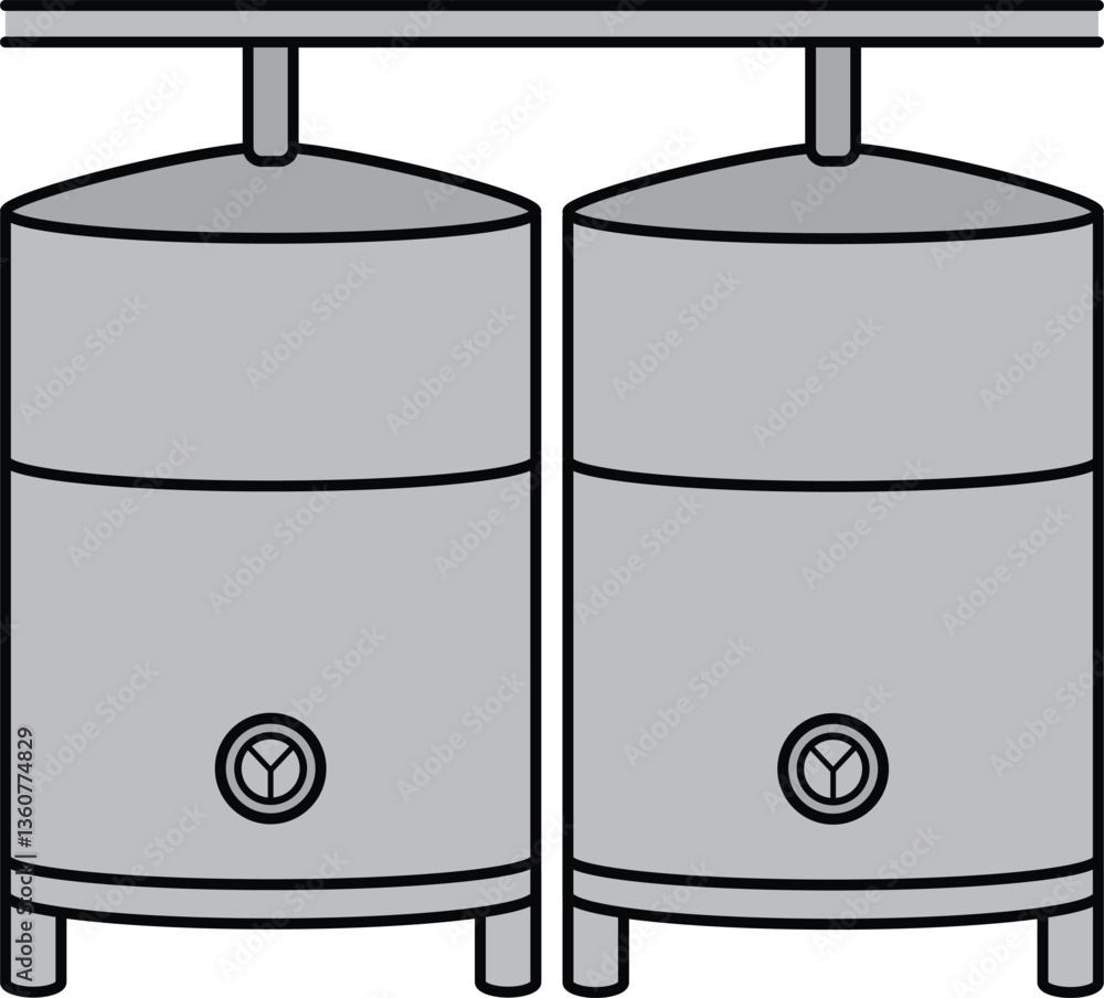 Fototapeta premium Stainless Steel Wine Fermentation Tanks icon.